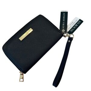 Laura Ashley Voyager Travel Clutch Purse Wallet Passport Black New with Tags
